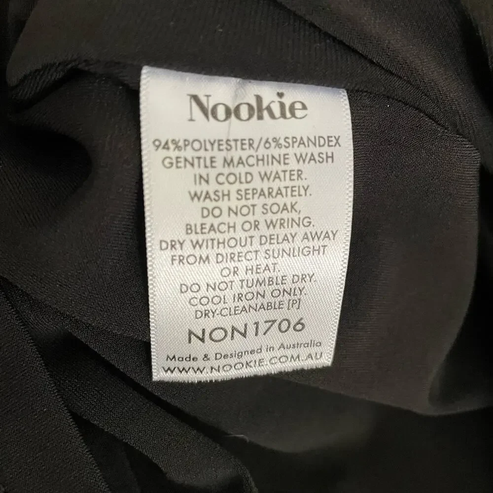 NWT Nookie Iris Long Sleeve‎ Plunge V-Neck Midi Dress Black Small